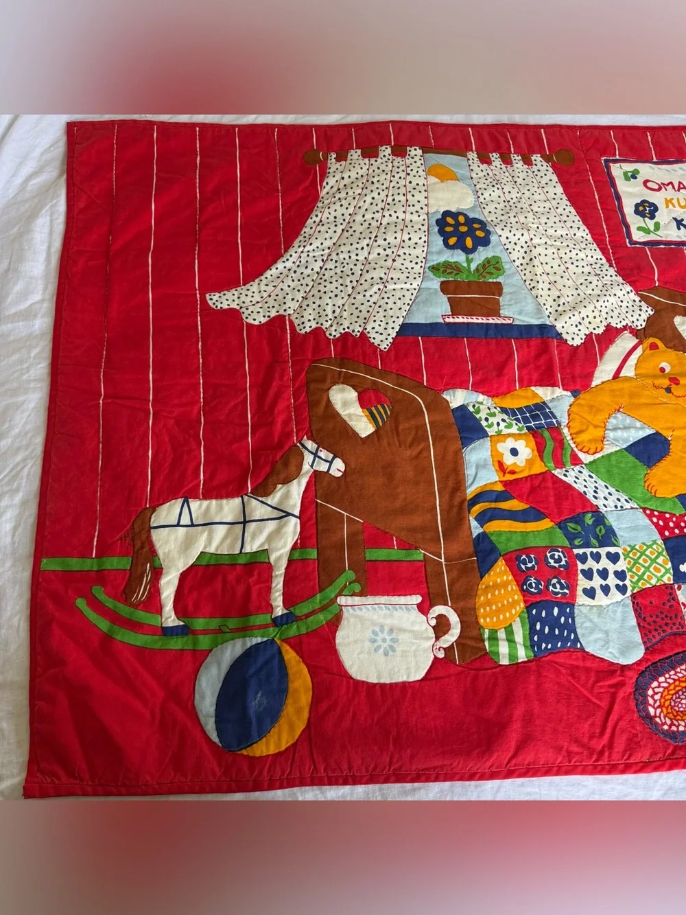 Vintage Tampella Finland Wall Hanging Quilt 34x46 Florence Bert Folk Art Nursery